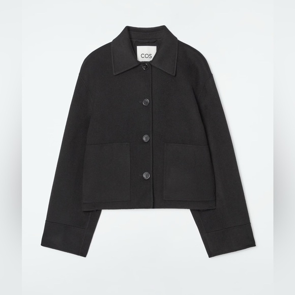 COS Jackets & Blazers - COS Black Cropped Button-Front Wool Jacket